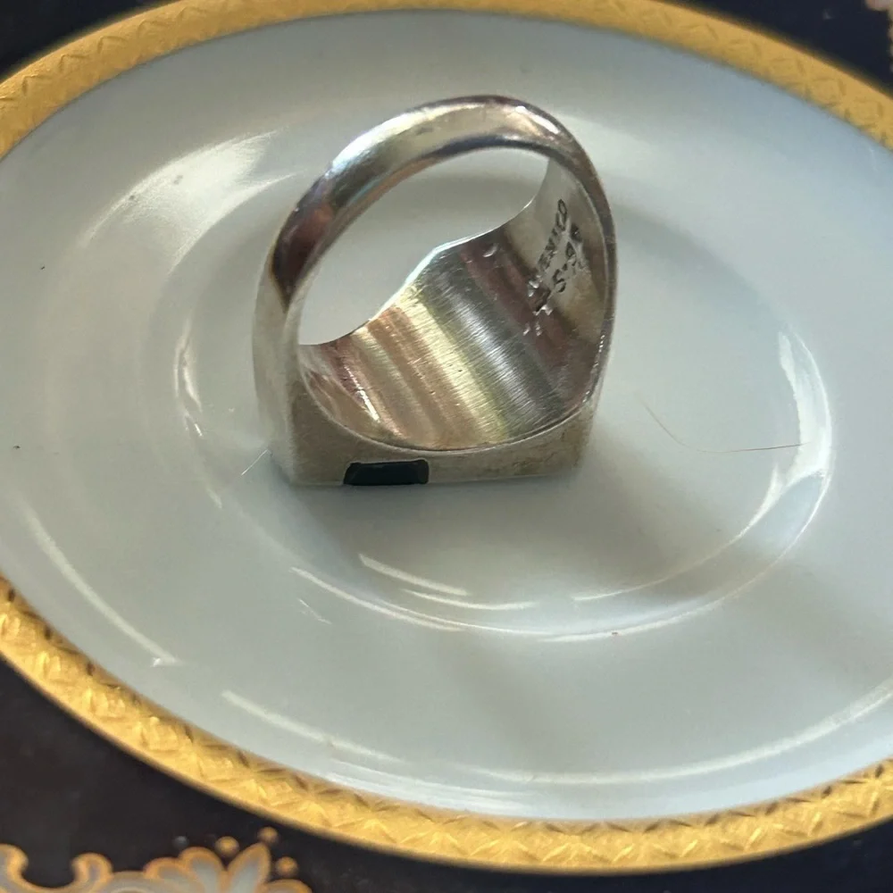 Vintage Modernist Black Onyx Inlay 925 Ring